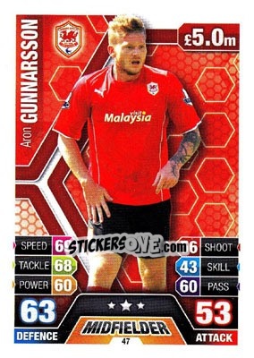 Sticker Aron Gunnarsson - English Premier League 2013-2014. Match Attax n. 47 - Topps