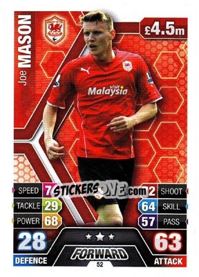 Sticker Joe Mason - English Premier League 2013-2014. Match Attax n. 52 - Topps