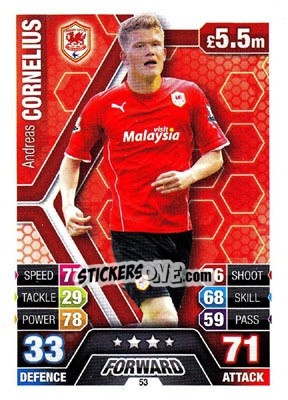 Sticker Andreas Cornelius - English Premier League 2013-2014. Match Attax n. 53 - Topps
