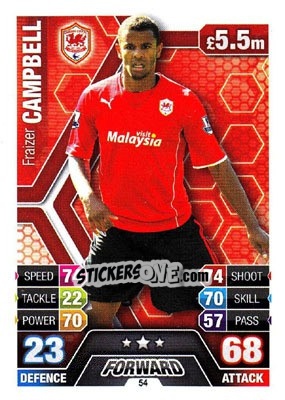 Sticker Fraizer Campbell - English Premier League 2013-2014. Match Attax n. 54 - Topps