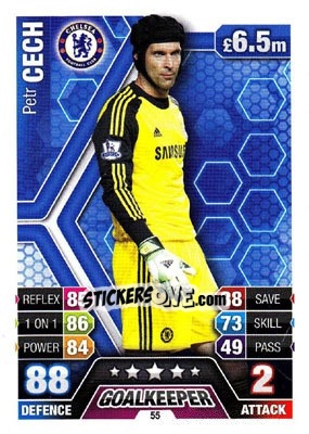 Sticker Petr Cech - English Premier League 2013-2014. Match Attax n. 55 - Topps
