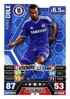Sticker Ashley Cole - English Premier League 2013-2014. Match Attax n. 56 - Topps