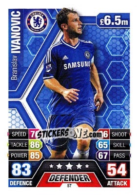 Sticker Branislav Ivanovic - English Premier League 2013-2014. Match Attax n. 57 - Topps