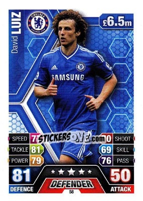 Sticker David Luiz - English Premier League 2013-2014. Match Attax - Topps