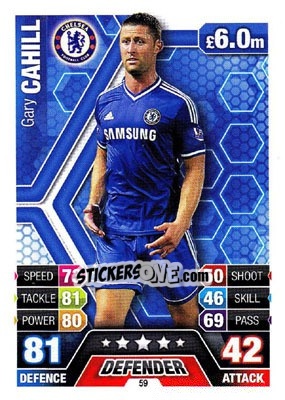Sticker Gary Cahill - English Premier League 2013-2014. Match Attax n. 59 - Topps