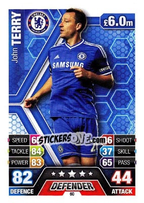 Sticker John Terry - English Premier League 2013-2014. Match Attax n. 60 - Topps