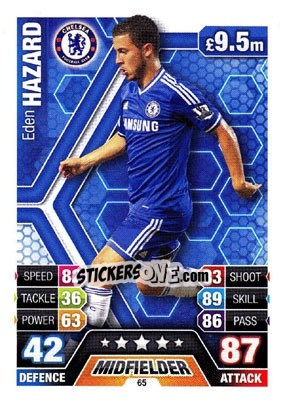 Sticker Eden Hazard - English Premier League 2013-2014. Match Attax n. 65 - Topps