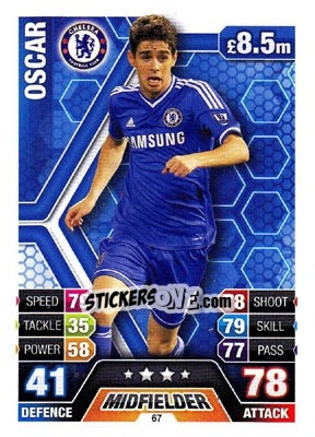 Sticker Oscar - English Premier League 2013-2014. Match Attax n. 67 - Topps