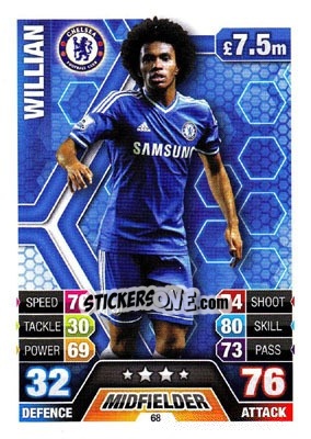 Sticker Willian - English Premier League 2013-2014. Match Attax n. 68 - Topps