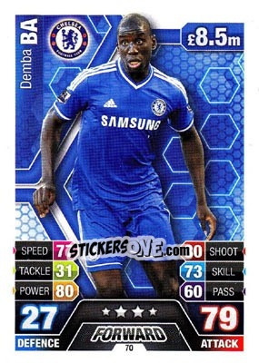 Sticker Demba Ba - English Premier League 2013-2014. Match Attax n. 70 - Topps