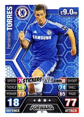 Sticker Fernando Torres - English Premier League 2013-2014. Match Attax n. 71 - Topps