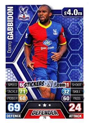 Sticker Danny Gabbidon - English Premier League 2013-2014. Match Attax n. 76 - Topps