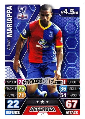 Sticker Adrian Mariappa - English Premier League 2013-2014. Match Attax - Topps