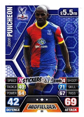 Figurina Jason Puncheon - English Premier League 2013-2014. Match Attax n. 86 - Topps