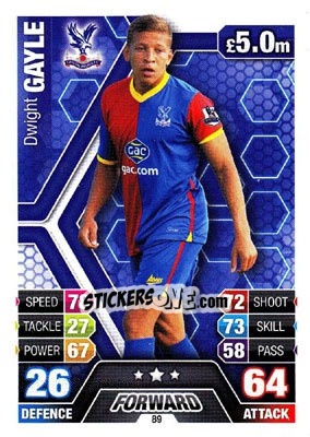 Sticker Dwight Gayle - English Premier League 2013-2014. Match Attax n. 89 - Topps