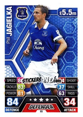 Sticker Phil Jagielka - English Premier League 2013-2014. Match Attax n. 93 - Topps