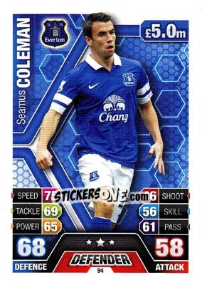 Cromo Seamus Coleman - English Premier League 2013-2014. Match Attax - Topps