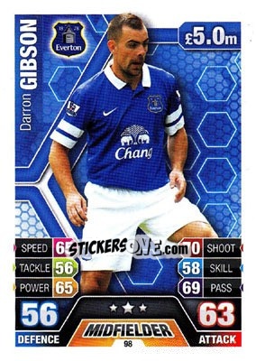 Sticker Darron Gibson - English Premier League 2013-2014. Match Attax n. 98 - Topps