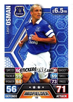 Sticker Leon Osman - English Premier League 2013-2014. Match Attax n. 100 - Topps