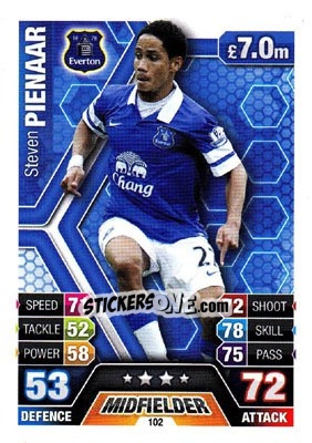 Sticker Steven Pienaar - English Premier League 2013-2014. Match Attax n. 102 - Topps