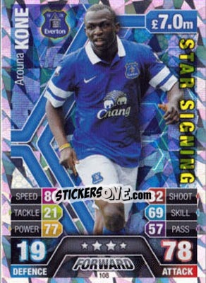 Sticker Arouna Kone - English Premier League 2013-2014. Match Attax n. 108 - Topps