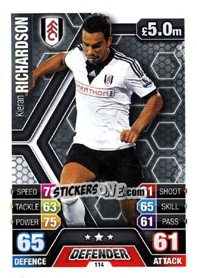 Sticker Kieran Richardson - English Premier League 2013-2014. Match Attax n. 114 - Topps