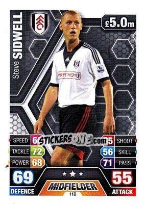 Sticker Steve Sidwell - English Premier League 2013-2014. Match Attax n. 118 - Topps