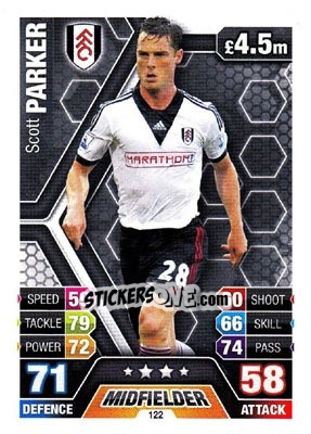Sticker Scott Parker - English Premier League 2013-2014. Match Attax n. 122 - Topps