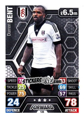 Sticker Darren Bent - English Premier League 2013-2014. Match Attax n. 126 - Topps