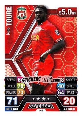 Sticker Kolo Toure - English Premier League 2013-2014. Match Attax n. 148 - Topps