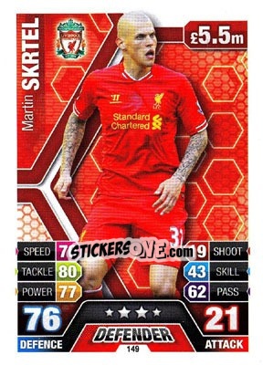 Sticker Martin Skrtel - English Premier League 2013-2014. Match Attax n. 149 - Topps