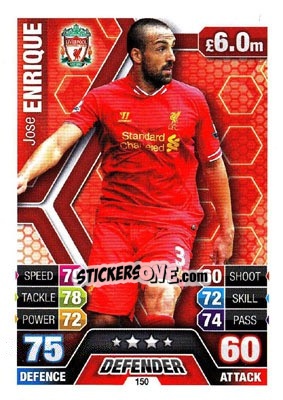 Sticker Jose Enrique - English Premier League 2013-2014. Match Attax n. 150 - Topps