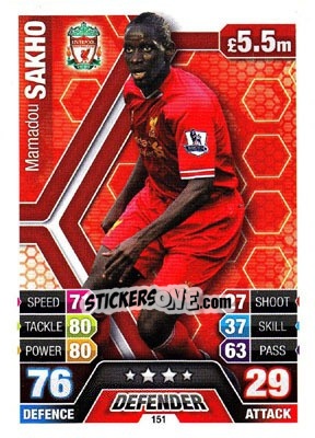 Sticker Mamadou Sakho - English Premier League 2013-2014. Match Attax n. 151 - Topps