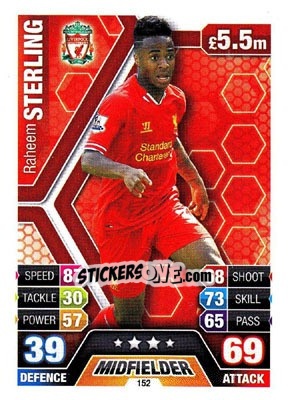 Sticker Raheem Sterling - English Premier League 2013-2014. Match Attax n. 152 - Topps