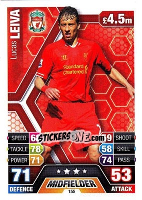 Sticker Lucas Leiva - English Premier League 2013-2014. Match Attax n. 155 - Topps