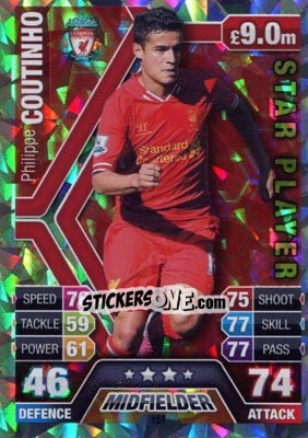 Sticker Philippe Coutinho - English Premier League 2013-2014. Match Attax n. 157 - Topps