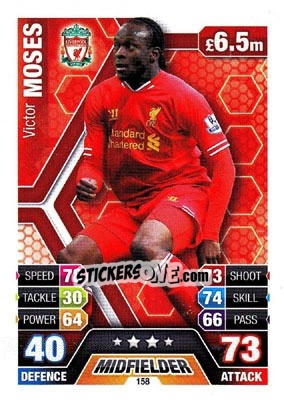 Sticker Victor Moses - English Premier League 2013-2014. Match Attax n. 158 - Topps