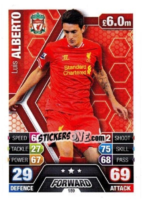 Sticker Luis Alberto - English Premier League 2013-2014. Match Attax n. 159 - Topps