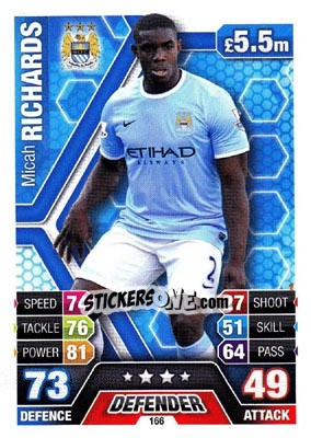 Figurina Micah Richards - English Premier League 2013-2014. Match Attax n. 166 - Topps