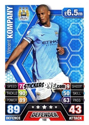 Sticker Vincent Kompany - English Premier League 2013-2014. Match Attax n. 168 - Topps