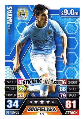 Sticker Jesus Navas - English Premier League 2013-2014. Match Attax n. 170 - Topps