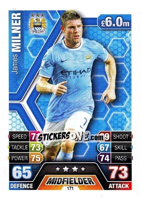 Sticker James Milner - English Premier League 2013-2014. Match Attax n. 171 - Topps