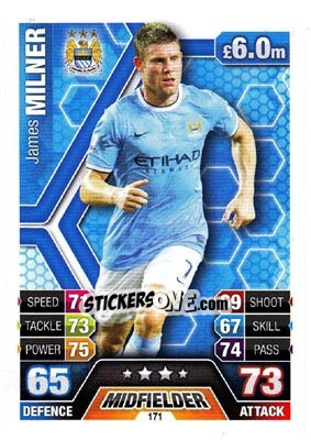 Cromo James Milner - English Premier League 2013-2014. Match Attax - Topps