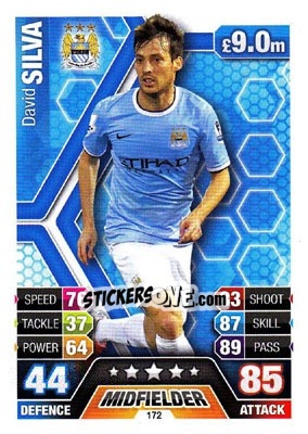 Sticker David Silva - English Premier League 2013-2014. Match Attax n. 172 - Topps