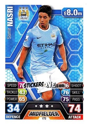 Sticker Samir Nasri - English Premier League 2013-2014. Match Attax n. 173 - Topps