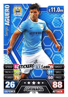 Sticker Sergio Aguero - English Premier League 2013-2014. Match Attax n. 179 - Topps