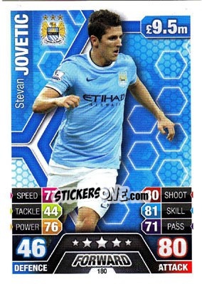 Sticker Stevan Jovetic - English Premier League 2013-2014. Match Attax n. 180 - Topps