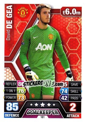 Sticker David de Gea - English Premier League 2013-2014. Match Attax n. 181 - Topps