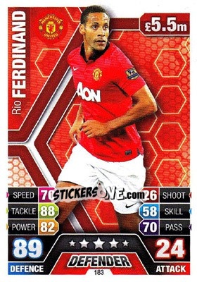 Sticker Rio Ferdinand - English Premier League 2013-2014. Match Attax n. 183 - Topps