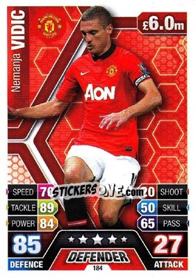 Sticker Nemanja Vidic - English Premier League 2013-2014. Match Attax n. 184 - Topps